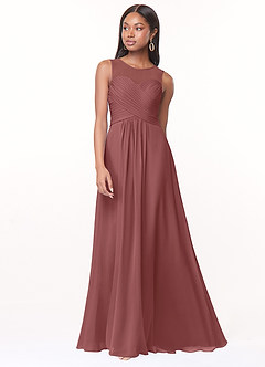 Azazie Gigi Final Sale Dolphin Grey A-Line Pleated Chiffon Dress image2