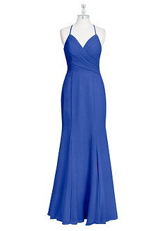 Azazie Carolina Brautjungfernkleider Meerjungfrau-Linie Gestreift Chiffon Kleid Königsblau image6