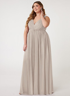 Azazie Ranvie Final Sale Black A-Line V-Neck Pleated Chiffon Dress image5