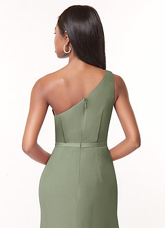 Azazie Liza Bridesmaid Dresses Pistachio Mermaid One Shoulder Chiffon Dress image3