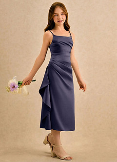 Azazie Canna Girls Formal Flower Girl Klänningar Klänning A-Line i Stretch Satin Plisserad image3