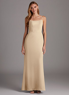Azazie Tayla Final Sale Champagne Sheath Chiffon Dress image1