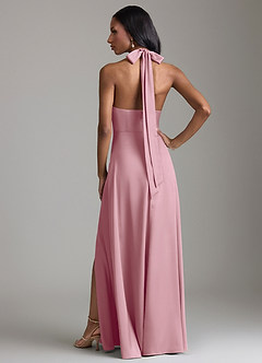 Azazie Tracie Bridesmaid Dresses Vintage Mauve A-Line Side Slit Stretch Satin Dress image2