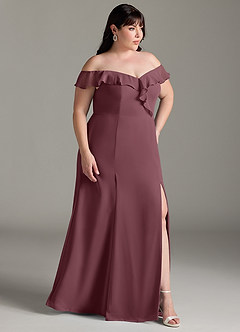 Azazie Sophie Bridesmaid Dresses Sangria A-Line Off the Shoulder Chiffon Convertible Dress image10