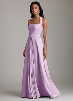 Azazie Clarisa Vestidos de damas de honor Vestido Lila Esmerilada de Gasa de Línea A con Plisado image10