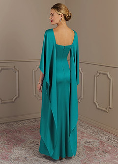 Azazie Eli Abiti per la Madre della Sposa Abito Tubino in Raso Elasticizzato Scollo a barca Verde Acqua image4