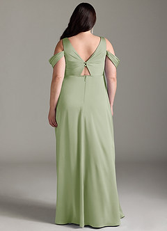 Azazie Rhea Maternity Bridesmaid Dresses A-Line Off-The-Shouler Pleated Stretch Satin Floor-Length Dress image9