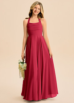Azazie Kady Junior Scarlet A-Line Sweetheart Neckline Chiffon Dress image4