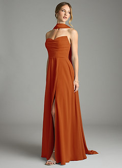 Azazie Ayla Abiti da Damigella Abito A-Line in Chiffon Scollo a Cuore Paprika image10