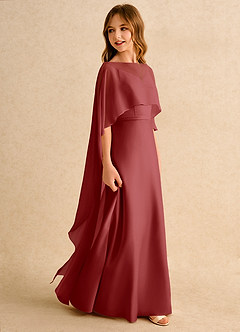 Azazie Fishie Girls Formal Sukienki dla dziewczynek sypiących kwiaty Linia A Matowy satynowy Długość podłogi Sukienka image6