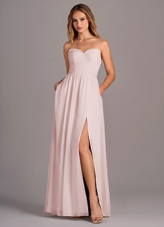 Azazie Joni Bridesmaid Dresses Blushing Pink A-Line Strapless Chiffon Convertible Dress image6