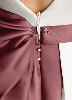 Azazie Cherry Flower Girl Dresses Ivory Desert Rose Ball-Gown Pleated Matte Satin Dress image6