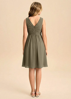 Azazie Skyla Junior Linia A Pofałdowany Szyfon Mini Młodsza druhna Sukienka image2