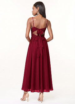 Azazie Zeya Bridesmaid Dresses Burgundy A-Line Pleated Chiffon Dress image4