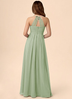 Azazie Ginny Junior Vestido de Salvia Polvorienta de Gasa de Corte en A con Plisado image4