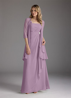 Azazie Weisz Mother of the Bride Dresses Wisteria A-Line Square Neckline Pleated Chiffon Dress image3