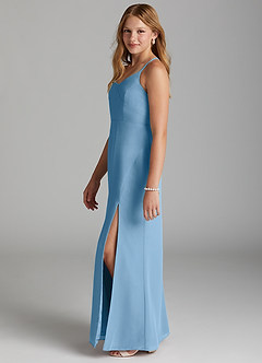 Azazie Becca Junior Robe Sirène en Mousseline de soie Acier Bleuté image6