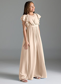 Azazie Daphne Junior White Alabaster A-Line Pleated Chiffon Dress image3