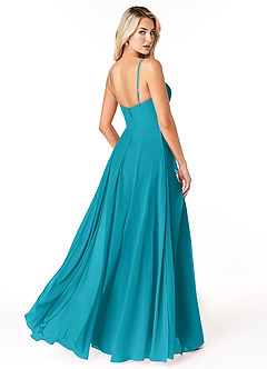 Azazie Emerald Bridesmaid Dresses Jade A-Line Ruffled Chiffon Dress image3