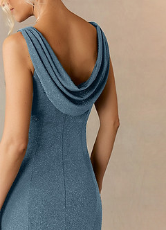 Upstudio Hamden Slutförsäljning Klänning Sjöjungfru i Metallisk stickning Bateau urringning Skymning image6