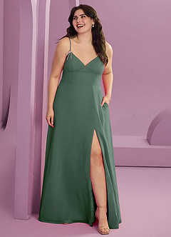Barbie ♥ Azazie Bridesmaid Dresses Eucalyptus A-Line with Pockets Chiffon Dress image7