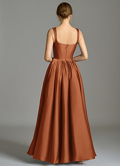 Azazie Verina Abiti da Damigella Abito A-Line in Raso Elasticizzato Plissettato Rame image6