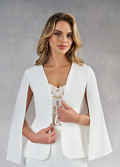 Azazie Tiffany Wedding Dresses Diamond White Nude Pant Styles Lace Stretch Crepe Dress image11