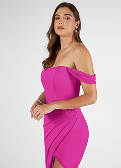 Azazie Kit Vestidos de damas de honor Vestido de Fucsia de Malla de Corte Sirena con Vestidos sin tirantes image5