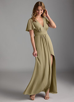 Azazie Zaniah Bridesmaid Dresses Moss Green A-Line Chiffon Dress image6