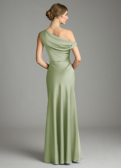 Azazie Emerson Bridesmaid Dresses Dusty Sage Mermaid Off the Shoulder Stretch Satin Dress image3