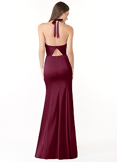 Azazie Emeria Bridesmaid Dresses Mulberry Mermaid Pleated Stretch Satin Dress image2