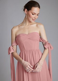 Azazie Ayanna Bridesmaid Dresses Dusty Rose A-Line Off the Shoulder Chiffon Dress image5