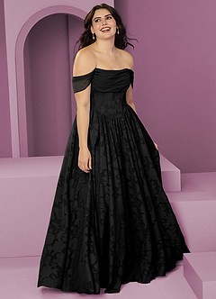 Barbie ♥ Azazie Bridesmaid Dresses Black A-Line Off the Shoulder Floral Burnout Convertible Dress image10