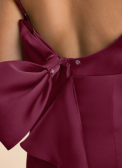 Azazie Lioren Junior Etui Schleifen Stretch-Satin Kleid Maulbeerrot image6