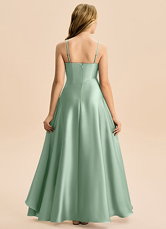 Azazie Eirlys Junior Vestido Agave de Cetim elástico de Linha A com Plissado image2