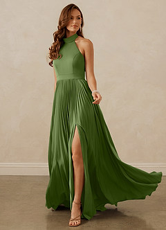 Christian Siriano Bridal for Azazie 1007 Bridesmaid Dresses Juniper A-Line Pleated Stretch Satin Dress image3