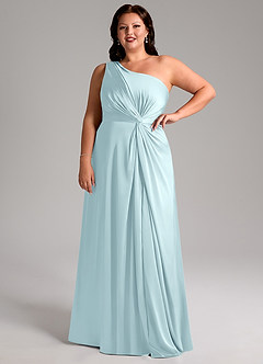 Azazie Brooke Brautjungfernkleider A-Linie One-Shoulder Stretch-Satin Kleid Wolke Blau image13