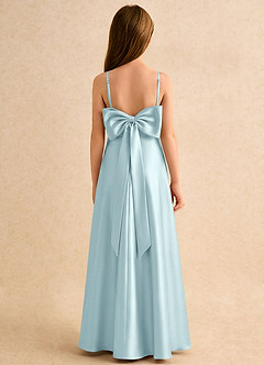 Azazie Joella Girls Formal Flower Girl Dresses Cloud Blue A-Line Pleated Stretch Satin Dress image1