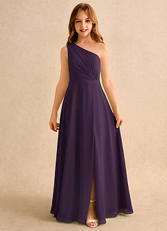 Azazie Puddles Girls Formal Flower Girl Klänningar Klä A-Line i Chiffong Ena axeln image6