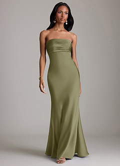 Azazie Saylor Brudtärnklänningar Klä av Sjöjungfru i Stretch Satin Axelbandslös Pistasch image2