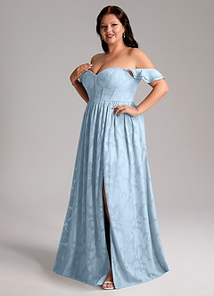 Azazie Denisse Bridesmaid Dresses Sky Blue A-Line Ruched Floral Burnout Dress image11
