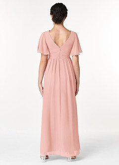 Azazie Temeka Junior Rosette A-Line Pleated Chiffon Dress image2