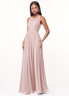 Azazie Nina Abiti da Damigella Abito A-Line in Chiffon Plissettato Rosa Rossore image4