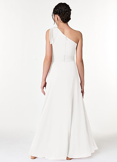 Azazie Cleo Junior Jurk van Chiffon met A-Lijn Geplooid Wit image2