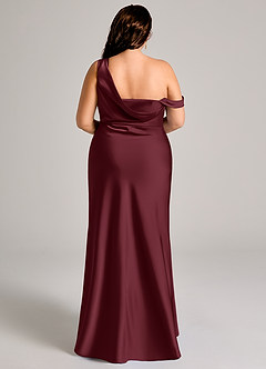 Azazie Madelyn Robes de demoiselle d'honneur Robe Sirène Convertible en Satin extensible Ue épaule Cabernet image16