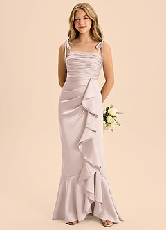 Azazie Ryan Junior Robe Fourreau en Satin extensible Arc Rose Pâle image5