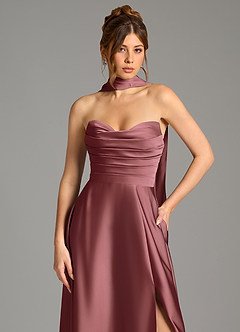 Azazie Ayla Jurken voor bruidsmeisjes Jurk van Stretch Satijn met A-Lijn Korset Amethist image2