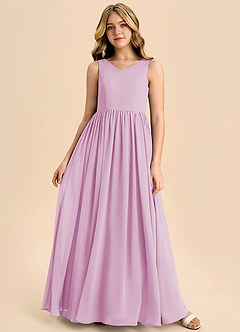 Azazie Hathaway Junior Robe Trapèze en Mousseline de soie Arc Rose Bonbon image3