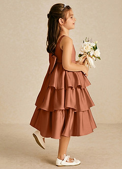 Azazie Margery Flower Girl Klänningar Klänning A-Linje i Stretch Satin Rosett image5