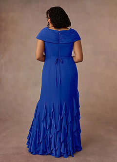 Azazie Bailora Mother of the Bride Dresses Royal Blue Mermaid Ruched Chiffon Dress image8